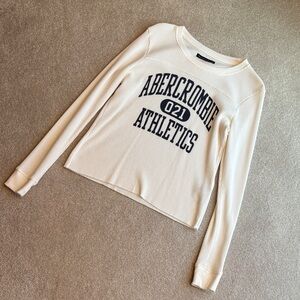 Abercrombie & Fitch Women's White Long Sleeve Waffle Top
